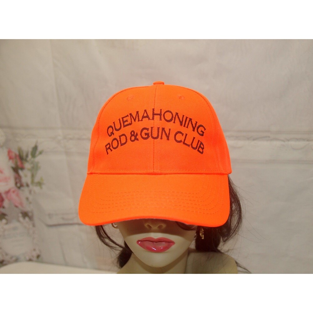 Quemahoning Rod & Gun Club SUPER BRIGHT safety Orange Hunters Hat Safety Hat NEW